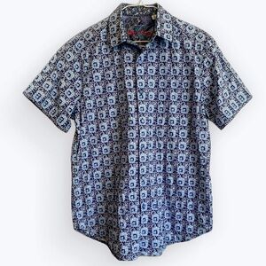 Robert Graham Men's Jollyville Shell-Motif Sport Shirt Sz MED Button up Collar